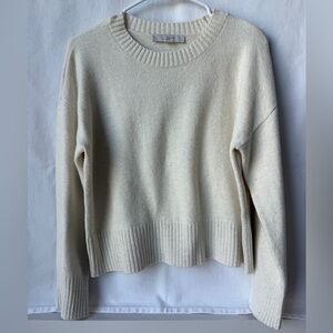 LOFT Boxy Cotton Crewneck in Bone Size Small